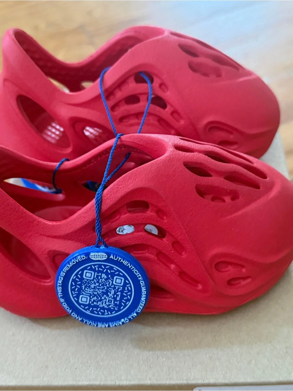 Kids' Red Slip-On Foam Water Shoes with Vent Cutouts